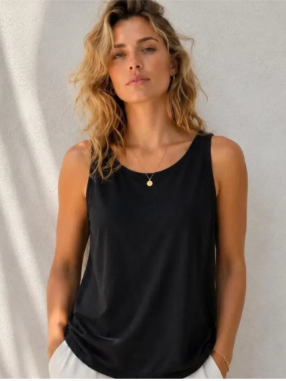 Eileen Fisher Stretch Silk Charmeuse Scoop Neck Tank size 2X Black sustainable